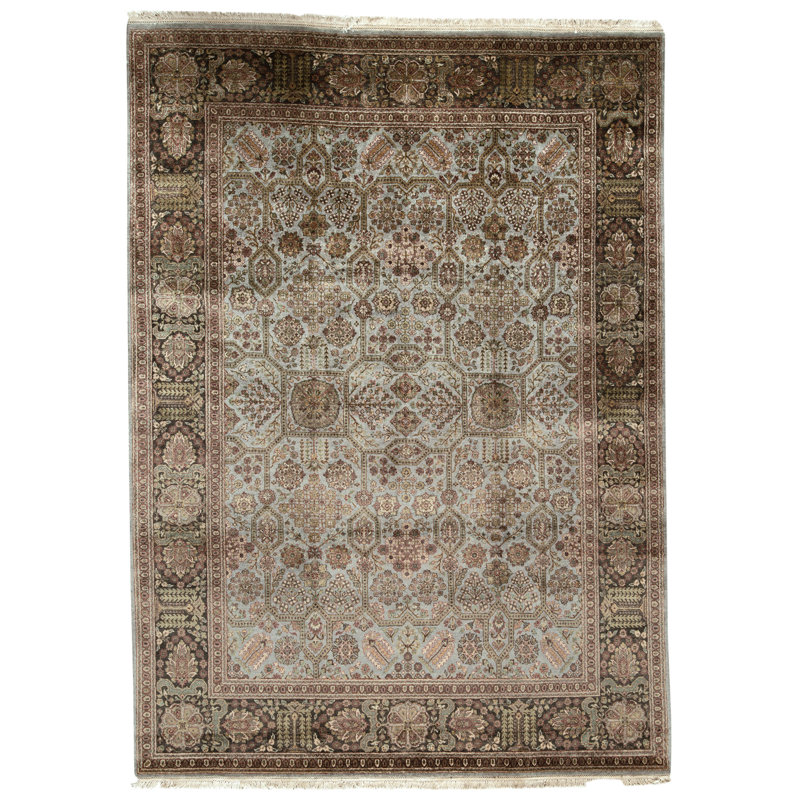 High-Quality Hand-Knotted Grey And Black Area Rug