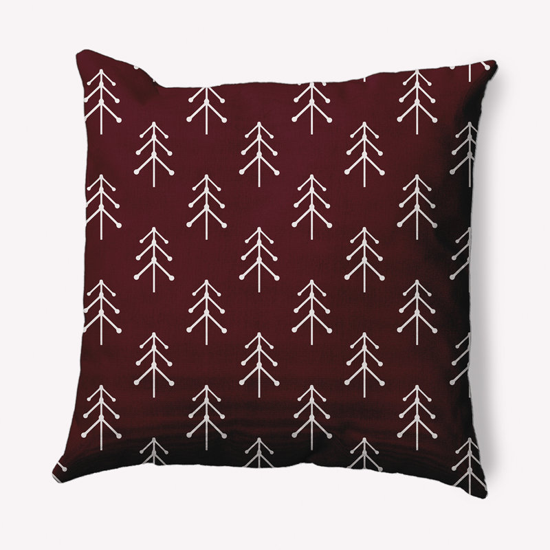 Coussin décoratif intérieur / extérieur Holiday Cheer, 20 po x 20 po, Noël bourgogne