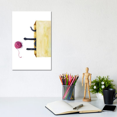 Black Cat In The Box by Alexey Dmitrievich Shmyrov - Wrapped Canvas Gallery-Wrapped Canvas Giclée