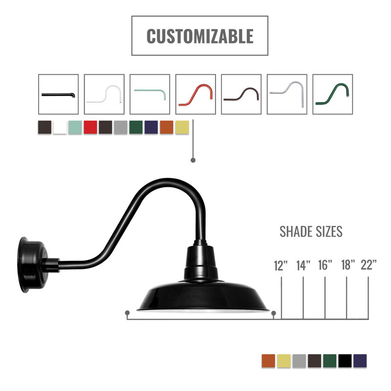 Luminaire de grange d’extérieur à del Haleigh, H 23,75 po x l 22 po x P 42 po, Noir mat