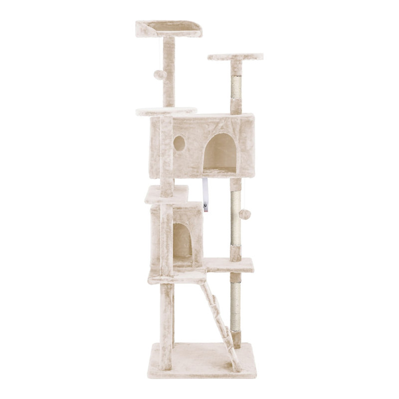 Derrell Multi-Level Cat Tree Tower, 70" H x 21.3" W x 21.3" D, Beige