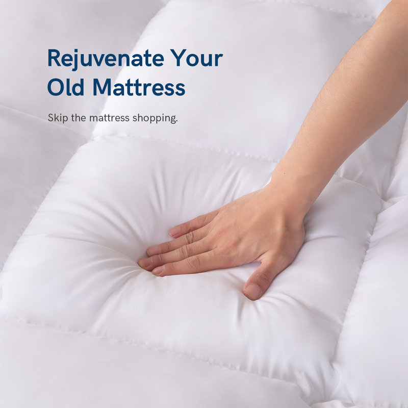 Twin XL White Down Alternative Mattress Topper with Elastic Deep Pocket