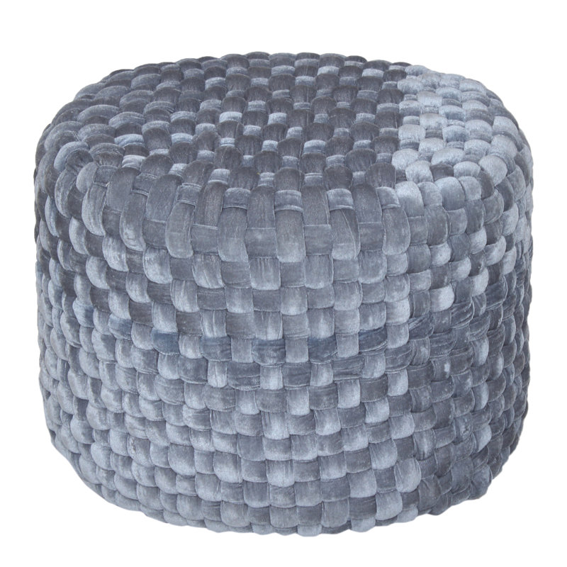 Trini Round Solid Colour Pouffe Ottoman, Silver