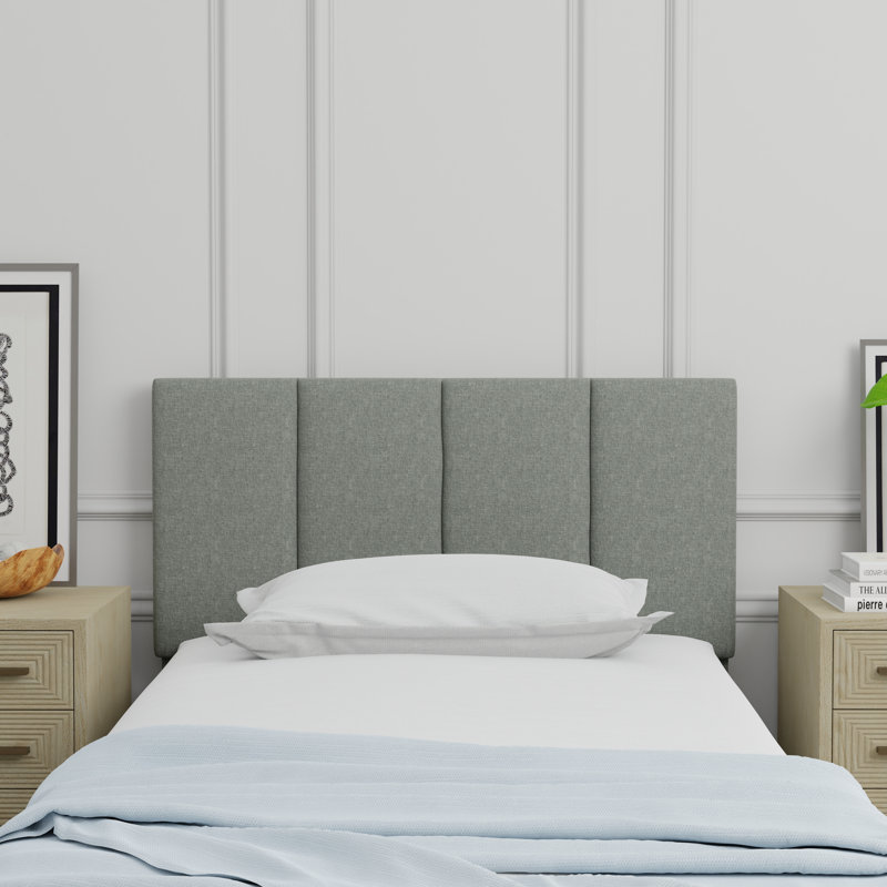 Askar Upholstered Panel Headboard, Twin, Light Gray
