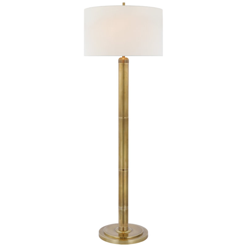 Thomas O'Brien Longacre Floor Lamp, Hand-Rubbed Antique Brass, Fabric