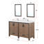 Rustic Barnwood Double Bath Vanity 60 In. W X 22 In. D, White Quartz Top, Faucet Set And 22 In. Mirrors