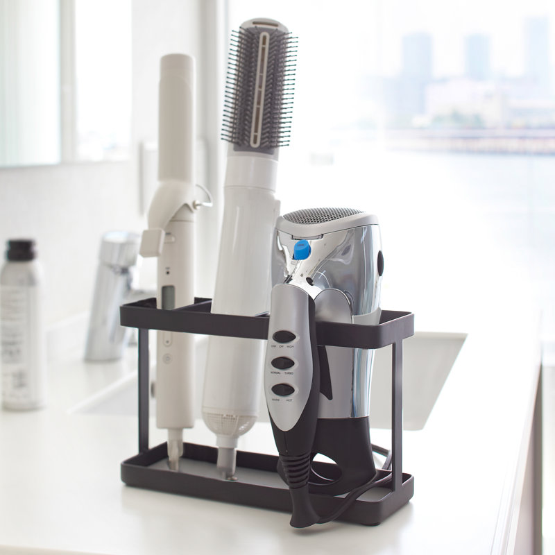 Black Steel Haircare Appliance Organizer with Hooks