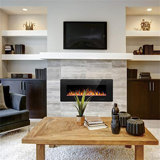 Recessed & Wall Mounted Electric Fireplace, Remote Control w/ Timer, Adjustable Flame Colour & Speed