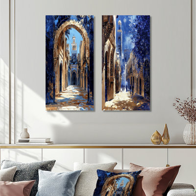 Gold Fez Medina I – Boho Metal Wall Art Print Set of 2