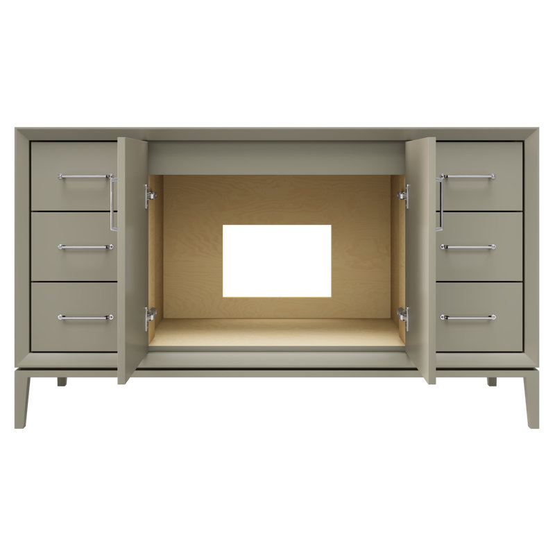 Alexandra Single Extra Wide Bath Vanity, French Olive, 60", Polished Chrome