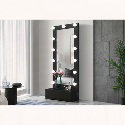 Grand miroir avec haut-parleur intégré et tiroir de rangement