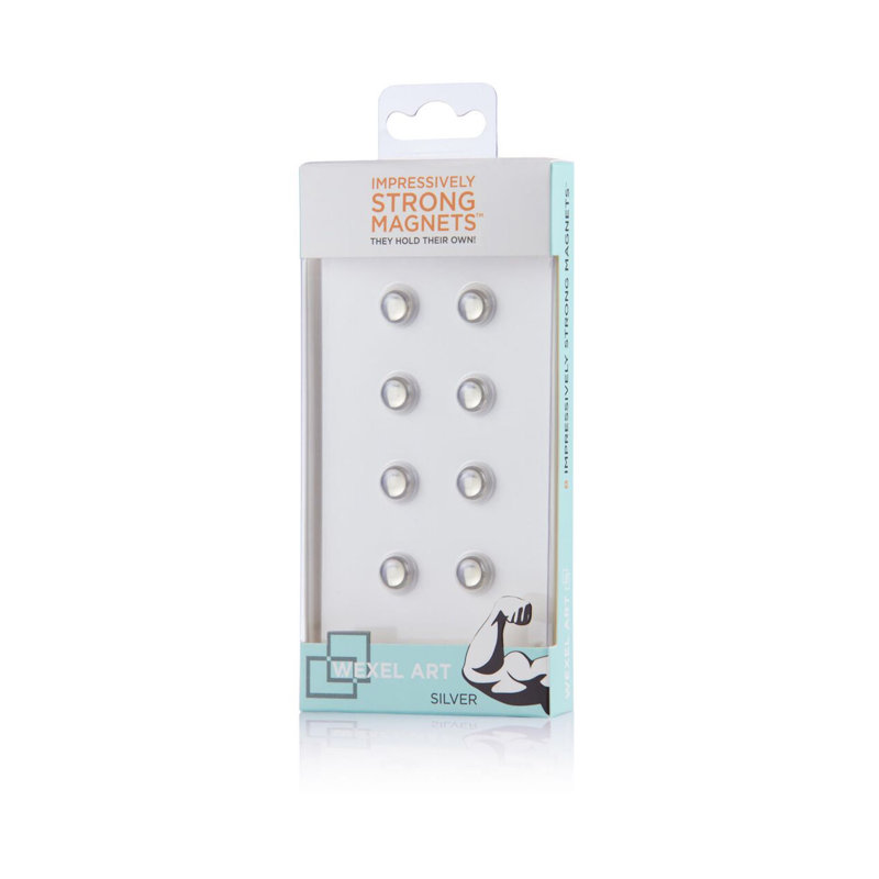 Impressively Strong Magnets, Brushed Silver, 0.35" H x 0.35" W x 0.19" D
