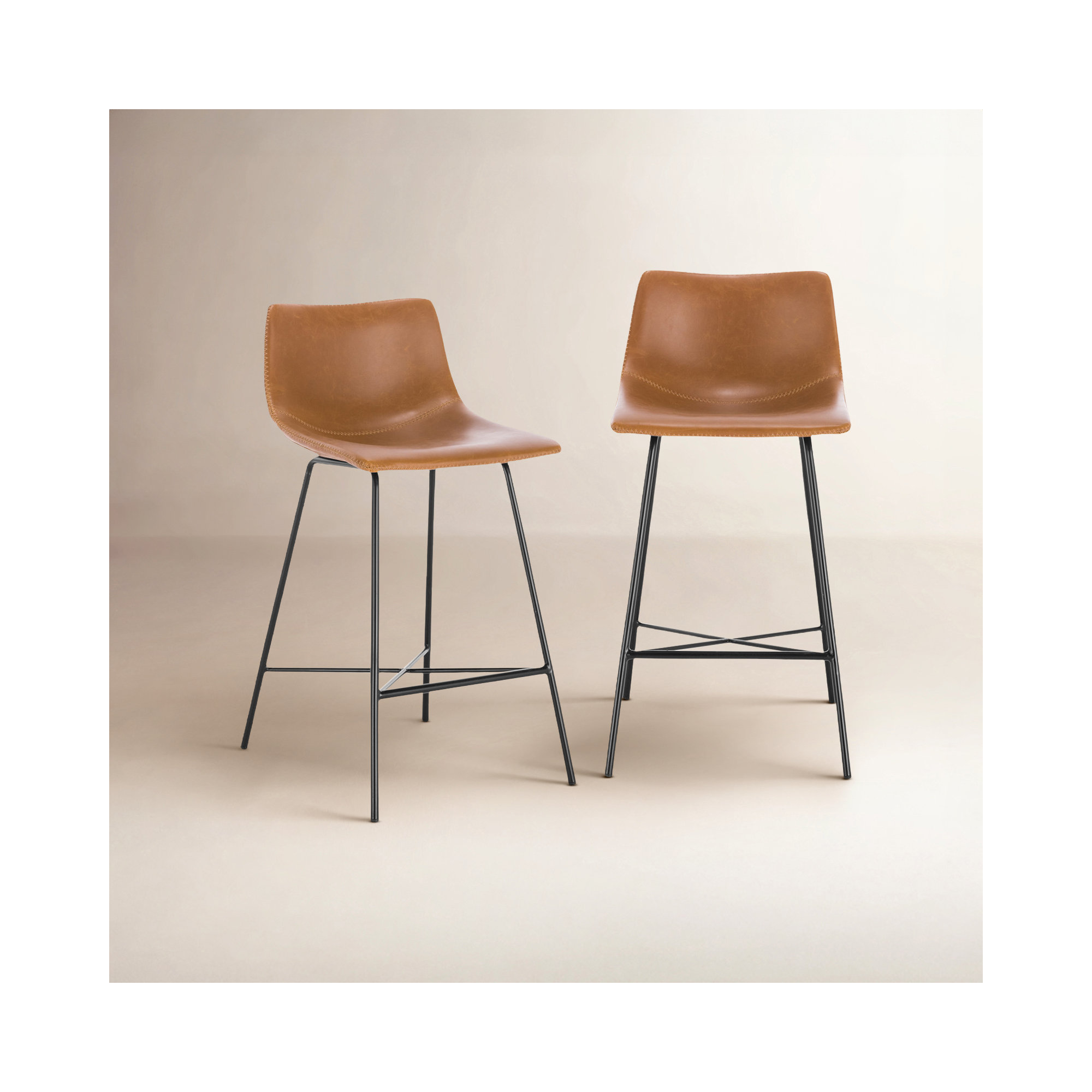 Paxton Leatherette Stool, Tan