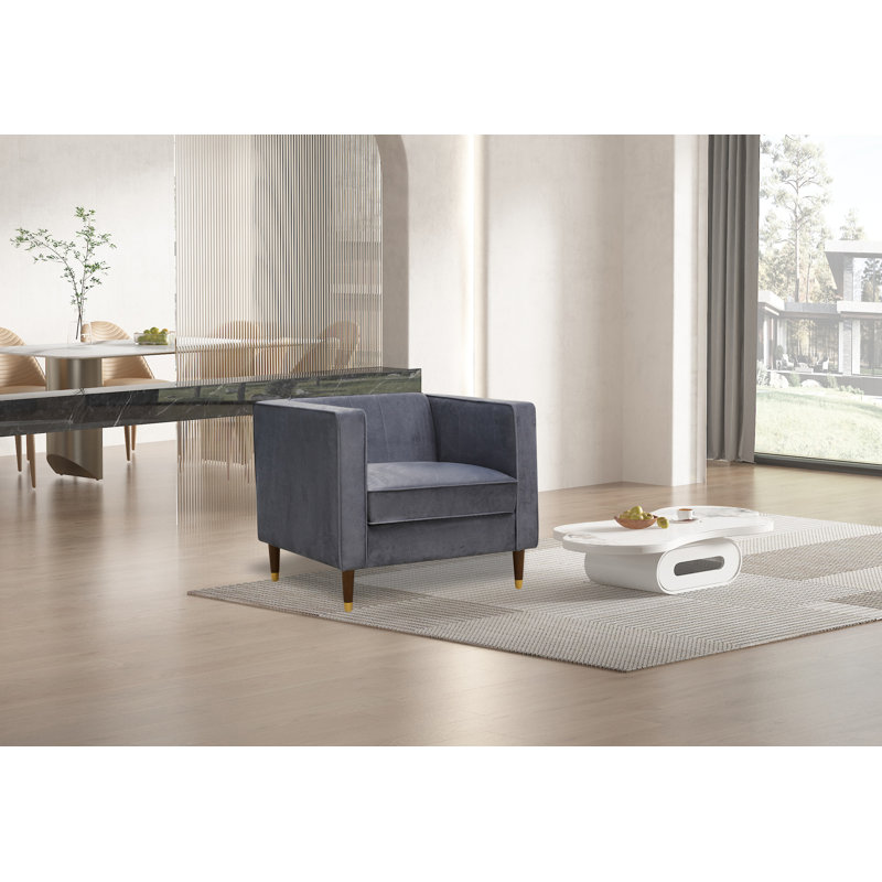 Chaise avec accoudoirs en velours Jacqueline, Gris