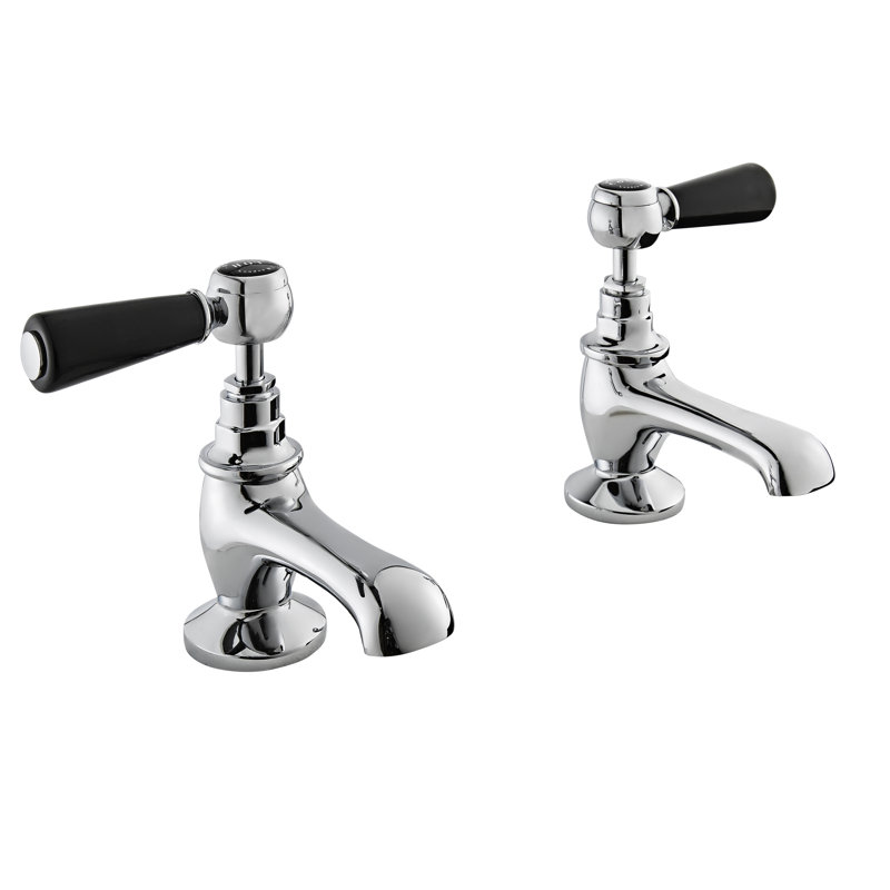 Solid Brass Basin Pillar Taps, Black