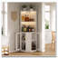 Armoire de bar 67,3 "avec prise de courant, armoire à vin de ferme avec tablettes réglables pour la maison, avec lumières et support en verre