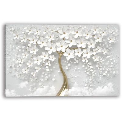 White Blossom Serenity Canvas Wall Art