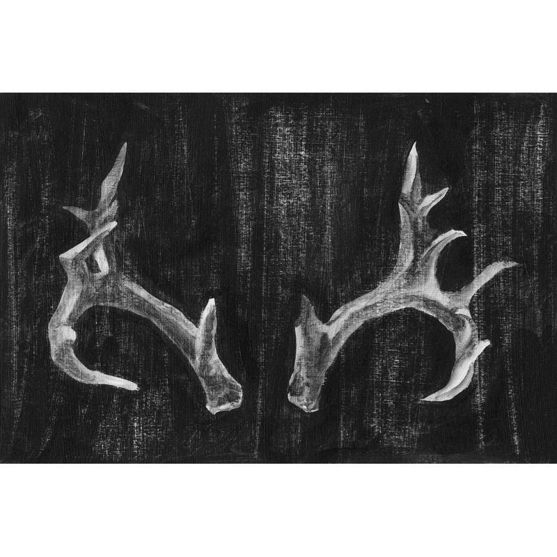 Rustic Antlers I by Ethan Harper - Painting Print, 81cm H x 122cm W, Black Floater Framed