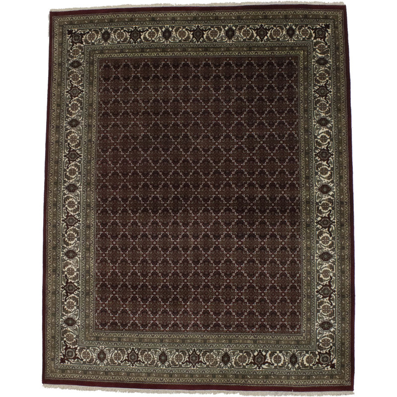 Tapis oriental brun en laine noué à la main Halimah