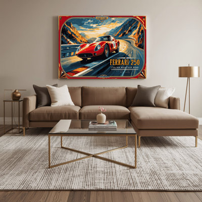 Transportation Vintage car club posters Gray Canvas Wall Art