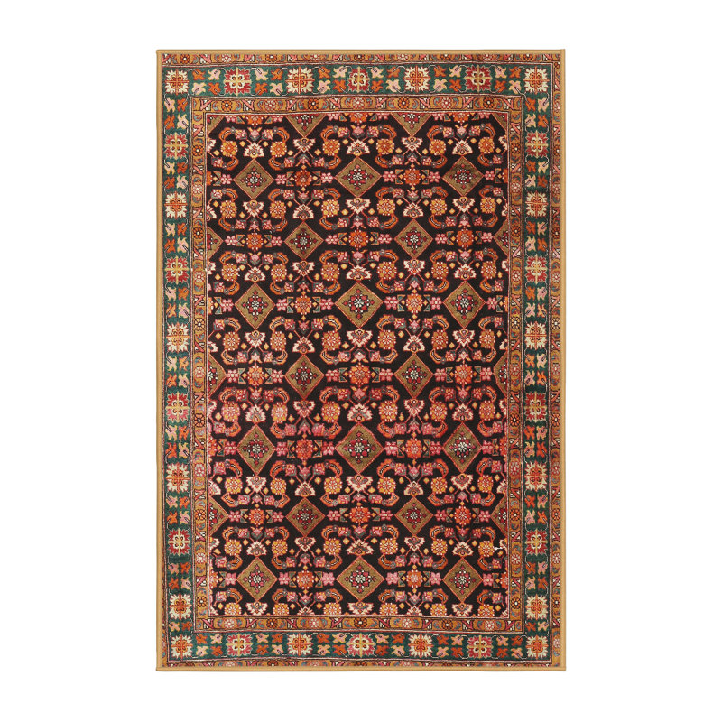 Tapis traditionnel mehroon/noir/crème, Rectangle 2 pi x 5 pi
