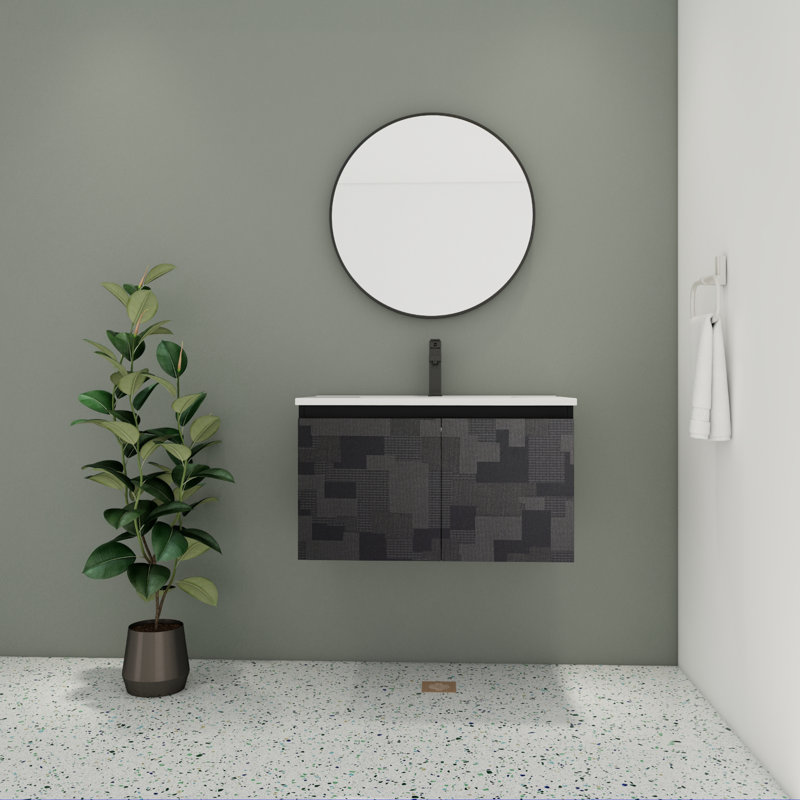 Meuble-lavabo simple 30 po avec plateau en céramique Mevlan