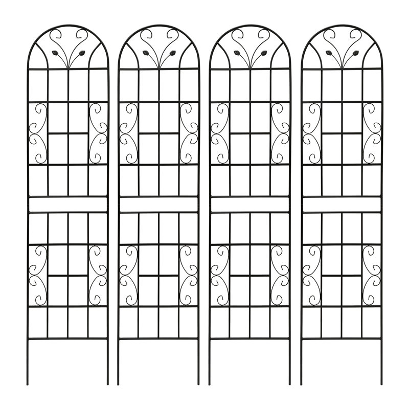 Paquet de 4 treillis de jardin en métal 86,7 "x 19,7" antirouille pour plantes grimpantes support de fleurs extérieur noir