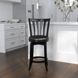 Asharn Swivel Upholstered Counter Stool with Solid Wood Frame