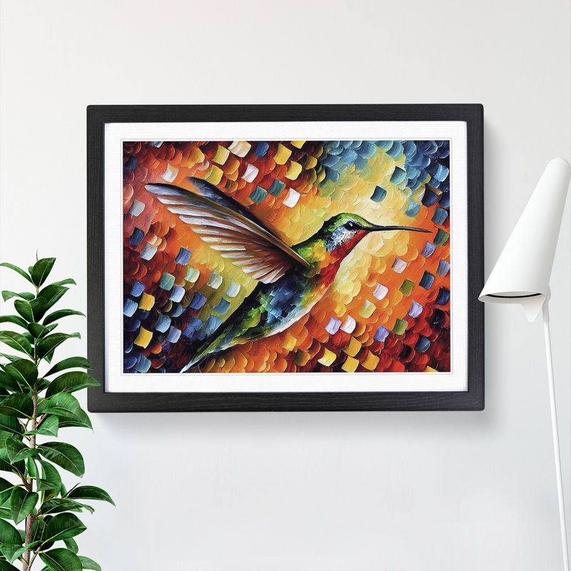Hummingbird Vol.7 Abstract - Single Picture Frame Painting, Black, 46cm H x 64cm W x 2cm D