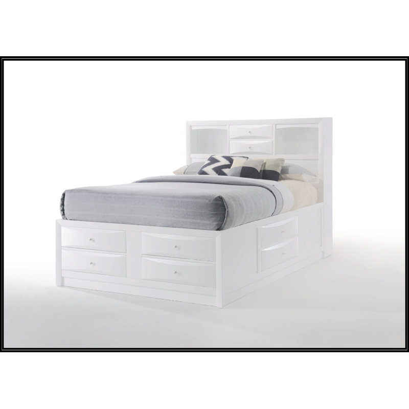 Grand lit avec rangement blanc