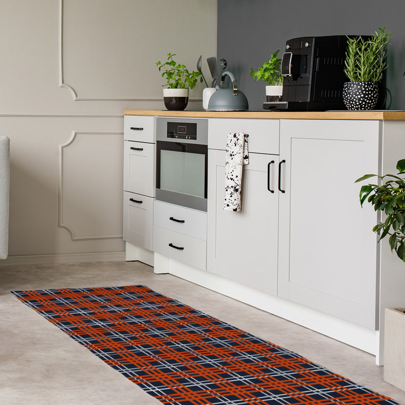 Tapis à carreaux bleu, Tapis de couloir 2 pi 6 po x 8 pi