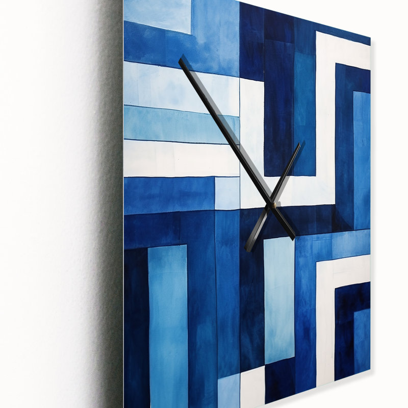 Bleu, blanc, saphir, symétrie - horloges murales à formes abstraites, Petit