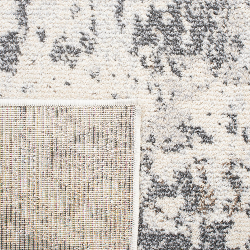 Elegant Grey/Ivory Synthetic 10' x 14' Easy-Care Area Rug
