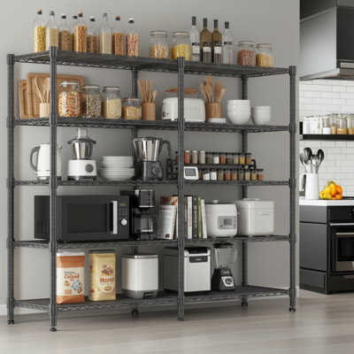  Metal Shelves For Storage, 5 Tier Storage Racks And Shelving, Adjustable Wire Shelving Unit, Garage Rack Pantry Shelves Kitchen Shelving