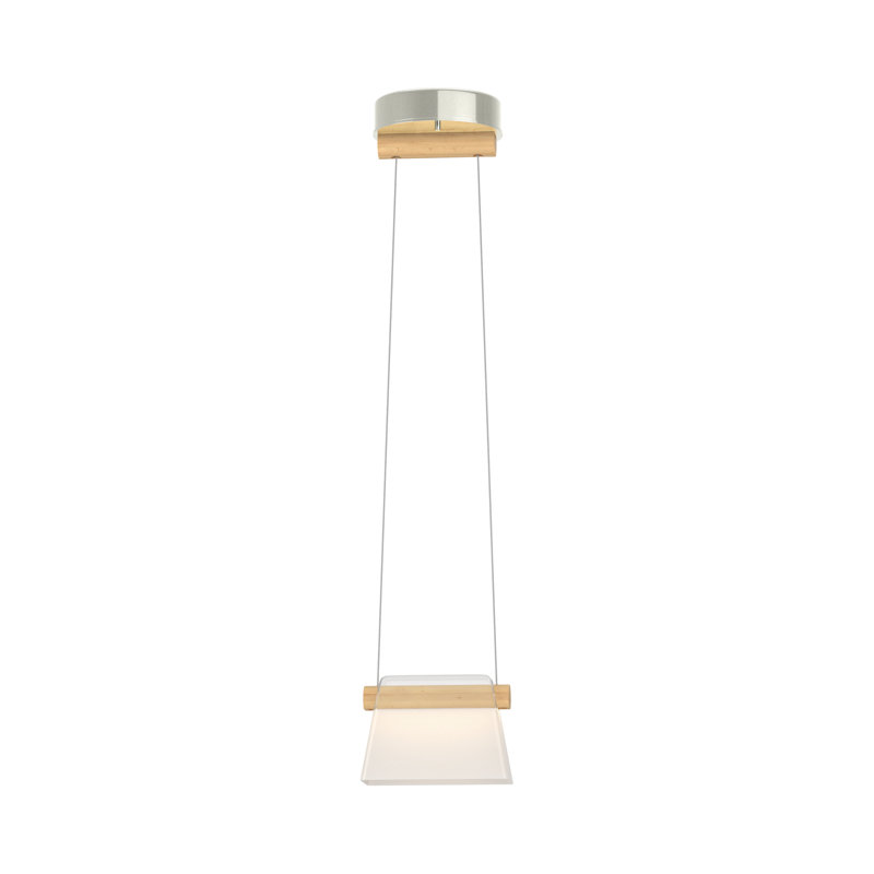 Luminaire suspendu 1 lumière DEL Cowbell, Verre givré, Sterling