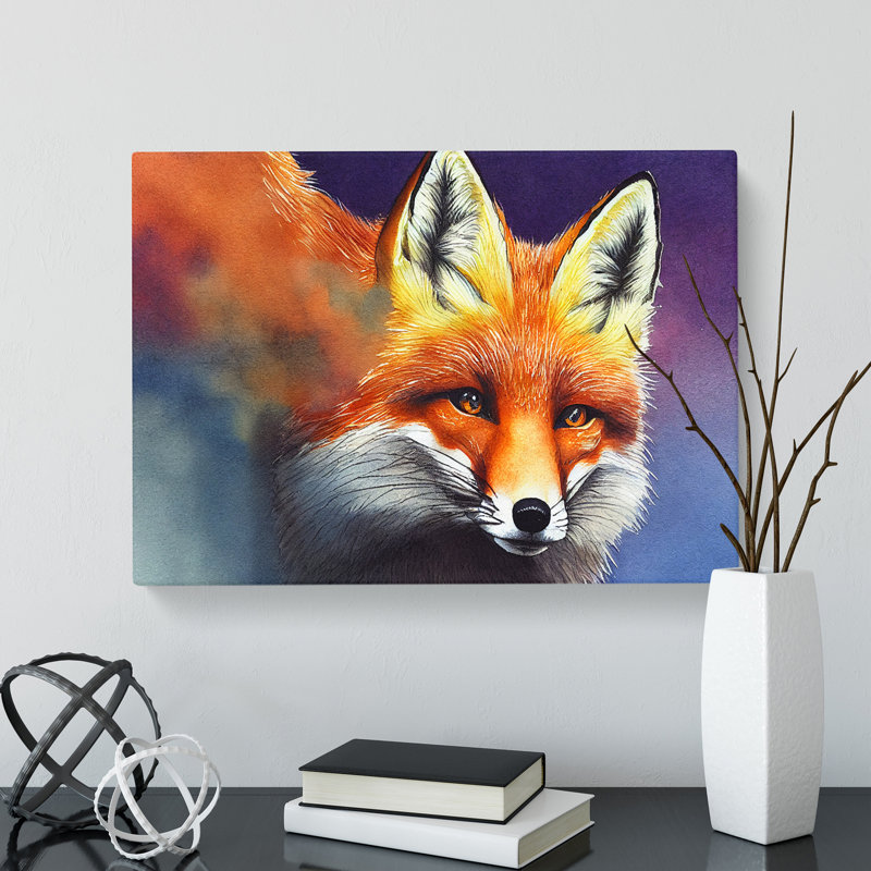 Fox Watercolour Vol.3 - Wrapped Canvas, 35cm H x 50cm W x 3cm D
