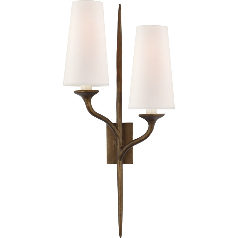Julie Neill Iberia Double Left Sconce, Antique Bronze Leaf