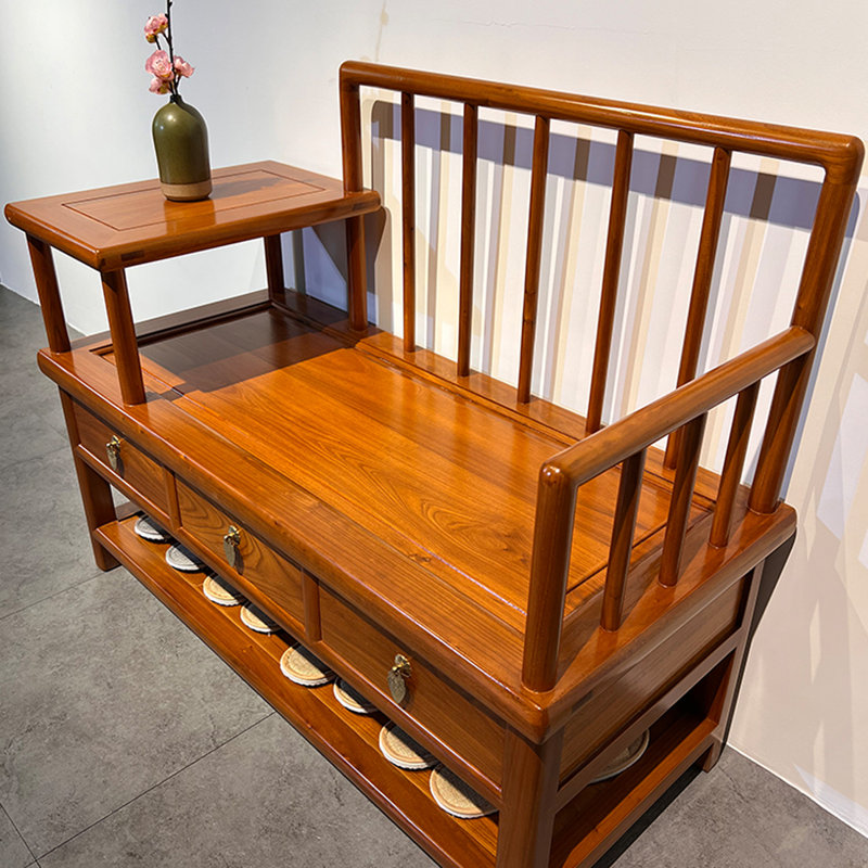 Banc de rangement pour chaussures en bois massif 5 paires