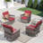 Swivel PE Wicker Rattan Outdoor Rocking Chairs Set With Side Table (4 Chairs And 2 Side Table)-1349886701