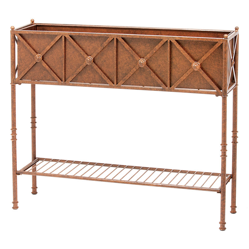 Lexany Handmade Elevated Planter, 30" x 35" x 9", Natural Patina Brown