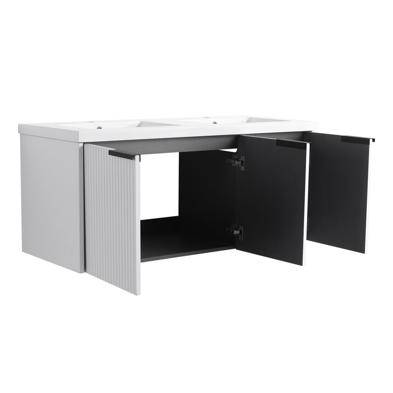 Wall Mounted Bathroom Vanity, White, 47.6"
