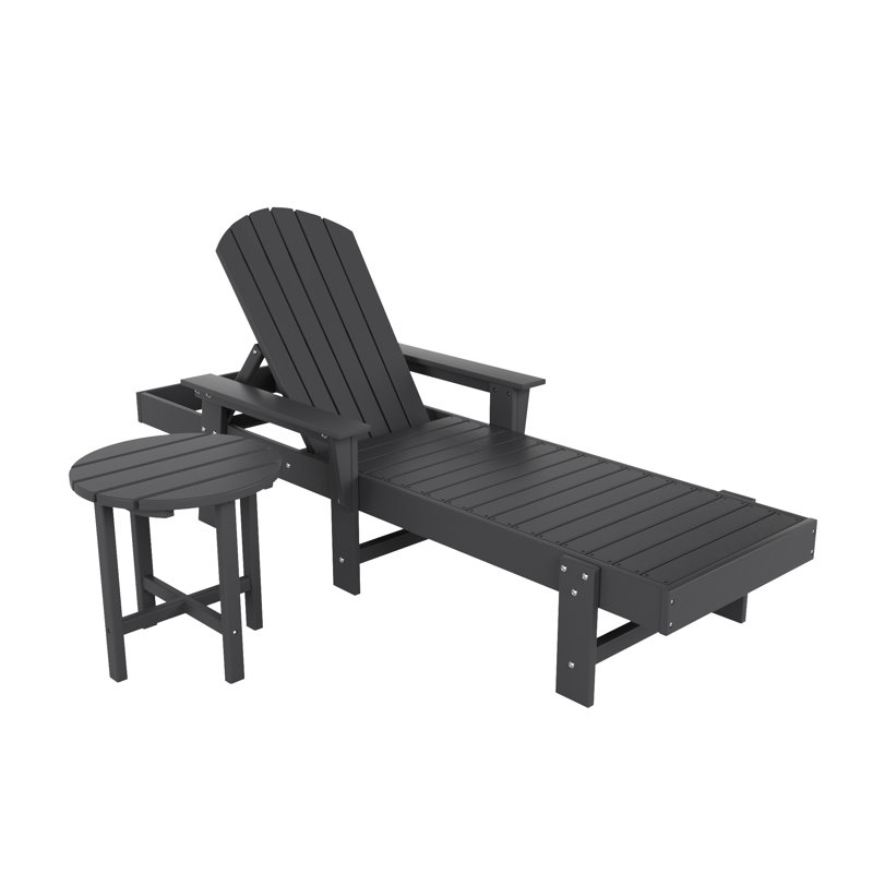 Altura Outdoor Chaise Lounge with Table, Gray
