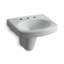 Pinoir® Vitreous China U-Shaped Semi-Pedestal Bathroom Sink with Overflow-10940238-65046039