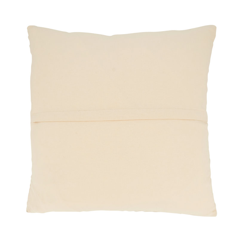 Beige Striped Cotton Blend Square Throw Pillow Cover