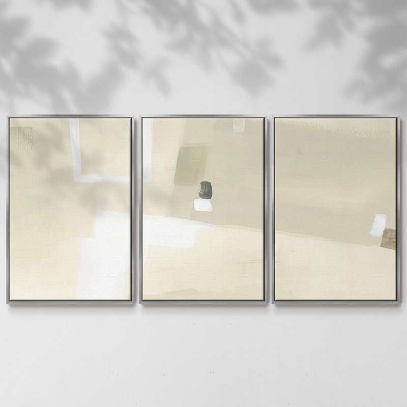 Neutral Slip I - Multi Piece Framed Canvas, Silver , 36" H x 75" W x 2" D