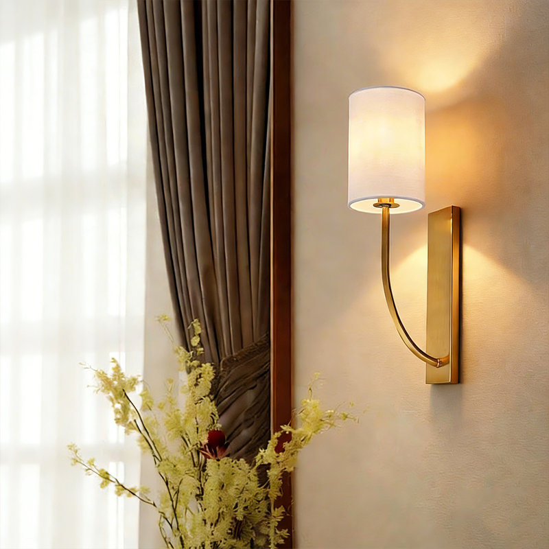 1-Light Metal Wallchiere with Linen Shade