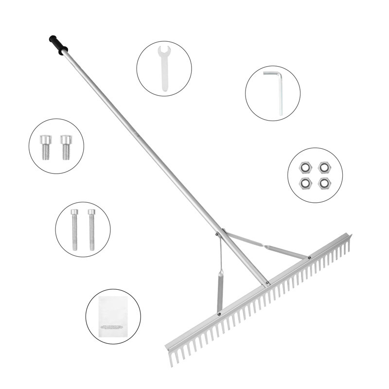 Heavy-Duty Aluminum Landscape Rake with Adjustable Handle for Garden, Pond & Lake Weed Removal