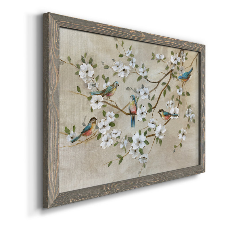 Birds of a Feather - Peinture sur toile encadrée, H 37,5 po x l 27,5 po x P 1,5 po, Gris