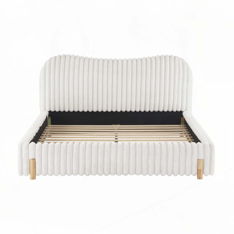 Lit tapissier Boucle avec tête de lit ondulée et coutures verticales