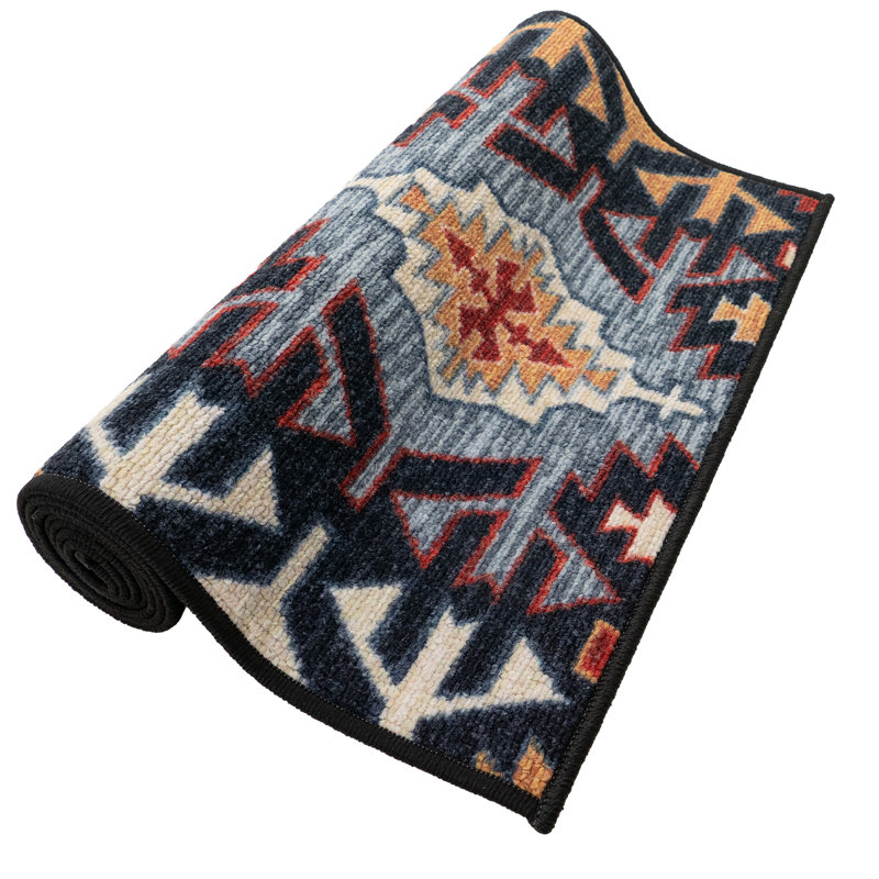 Tapis antibactérien antidérapant à motif géométrique Southwest, Rectangle 2 pi 2 po x 4 pi